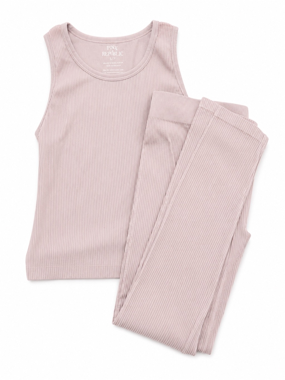 Pink Republic Girls' Ribbed Tank & Legging Pajama Set - Light Pink Mauve
